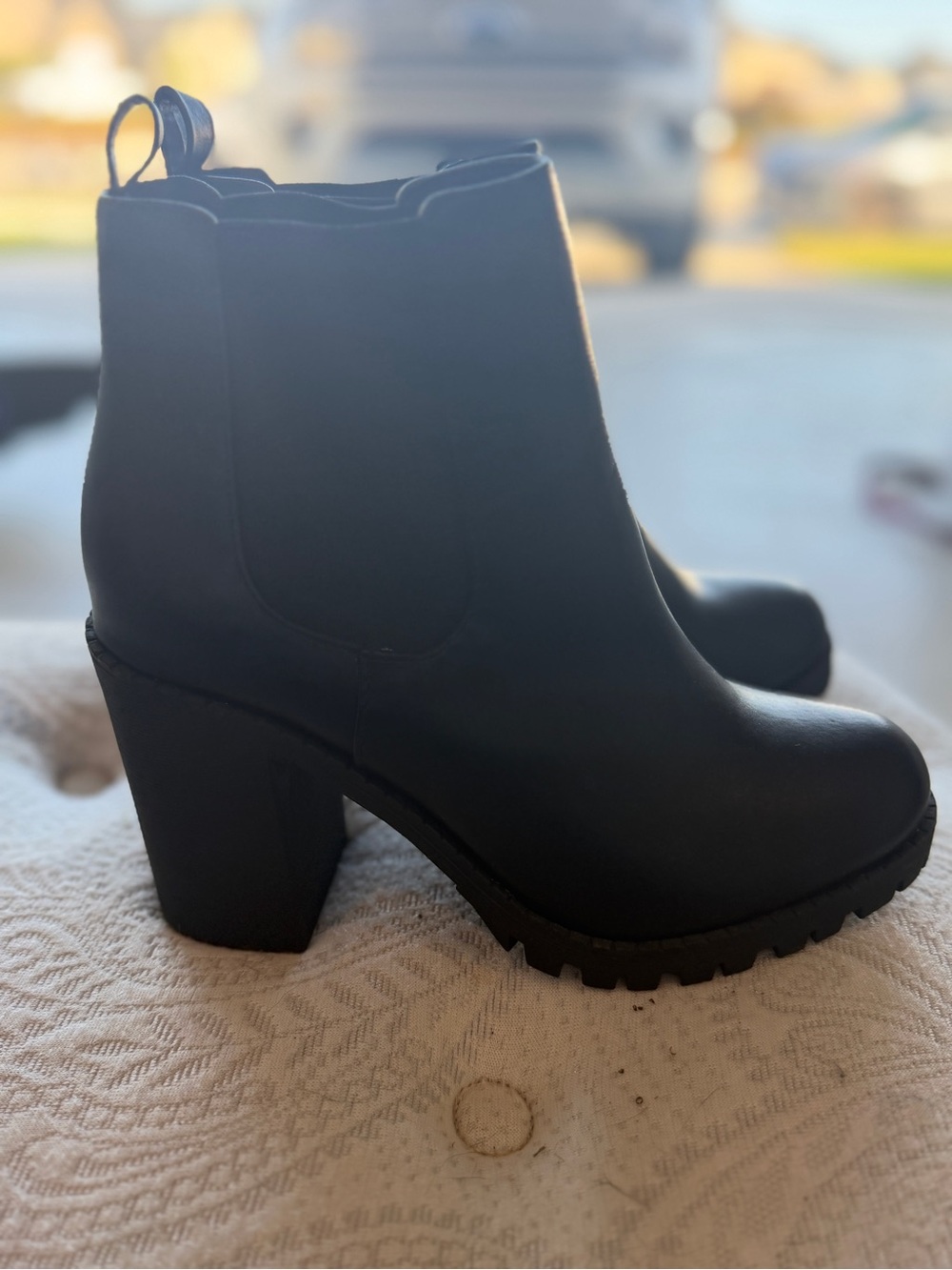 Soda Black Chunky Heel Chelsea Ankle Boots